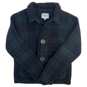 ATELIER BARN LUMBERJACK WOOL BUTTONED JACKET FOR BOY IN NAVY AND BOTTLE GREEN